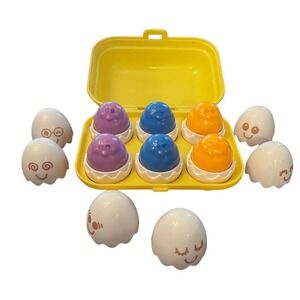 TOMY 1993 Toomies Preschool Shapes Hide & Squeak Eggs Sorter Learning Matching